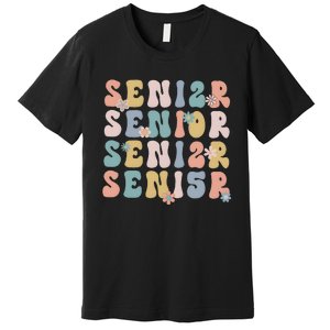 Retro Senior 2025 Groovy Floral Class Of 2025 Premium T-Shirt