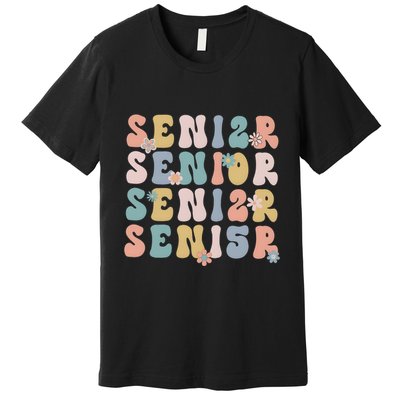 Retro Senior 2025 Groovy Floral Class Of 2025 Premium T-Shirt