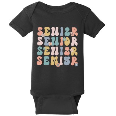 Retro Senior 2025 Groovy Floral Class Of 2025 Baby Bodysuit