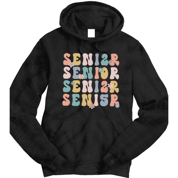 Retro Senior 2025 Groovy Floral Class Of 2025 Tie Dye Hoodie