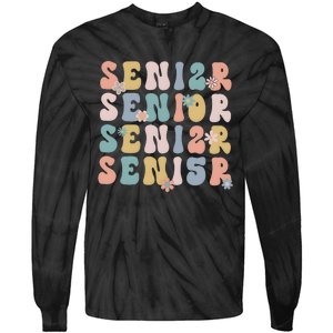 Retro Senior 2025 Groovy Floral Class Of 2025 Tie-Dye Long Sleeve Shirt