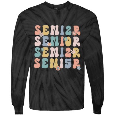 Retro Senior 2025 Groovy Floral Class Of 2025 Tie-Dye Long Sleeve Shirt