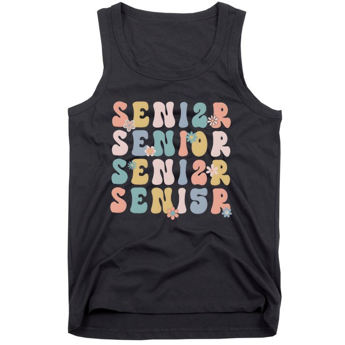 Retro Senior 2025 Groovy Floral Class Of 2025 Tank Top