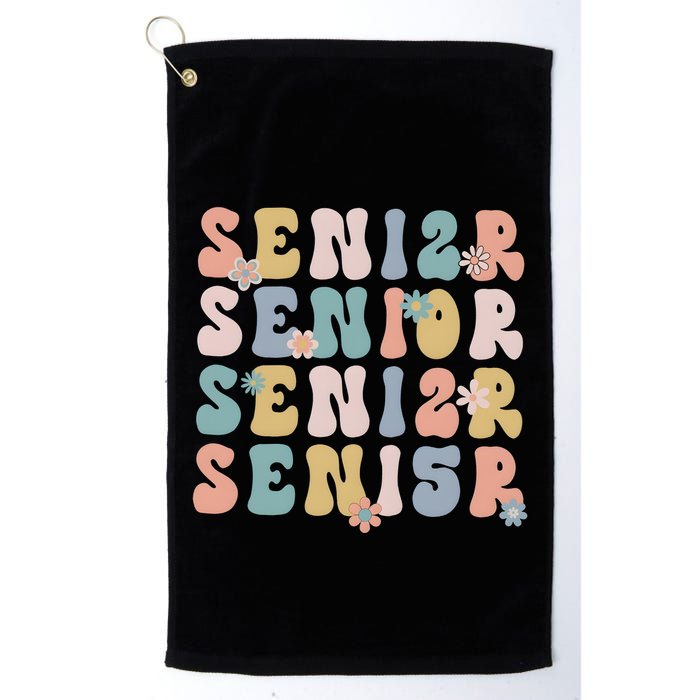 Retro Senior 2025 Groovy Floral Class Of 2025 Golf Towel