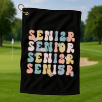 Retro Senior 2025 Groovy Floral Class Of 2025 Golf Towel