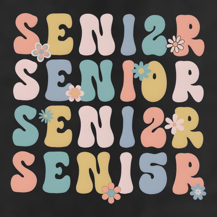 Retro Senior 2025 Groovy Floral Class Of 2025 Golf Towel