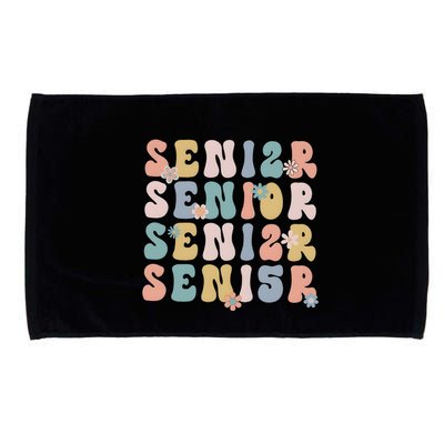 Retro Senior 2025 Groovy Floral Class Of 2025 Microfiber Hand Towel
