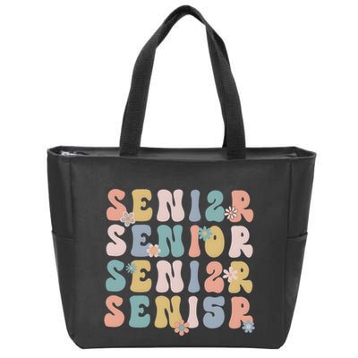 Retro Senior 2025 Groovy Floral Class Of 2025 Zip Tote Bag