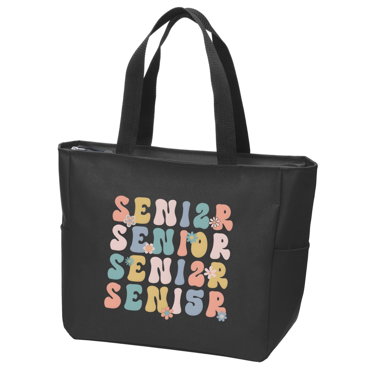 Retro Senior 2025 Groovy Floral Class Of 2025 Zip Tote Bag