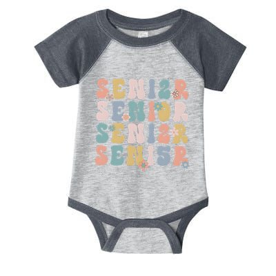Retro Senior 2025 Groovy Floral Class Of 2025 Infant Baby Jersey Bodysuit