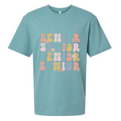 Retro Senior 2025 Groovy Floral Class Of 2025 Sueded Cloud Jersey T-Shirt