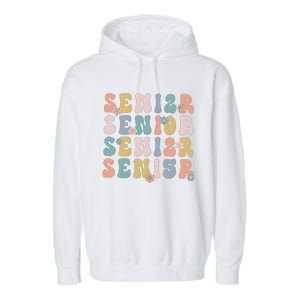 Retro Senior 2025 Groovy Floral Class Of 2025 Garment-Dyed Fleece Hoodie