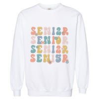 Retro Senior 2025 Groovy Floral Class Of 2025 Garment-Dyed Sweatshirt