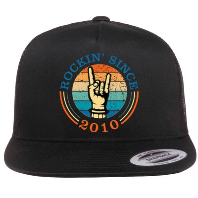 Rockin Since 2010 For Classic Rock Music Flat Bill Trucker Hat