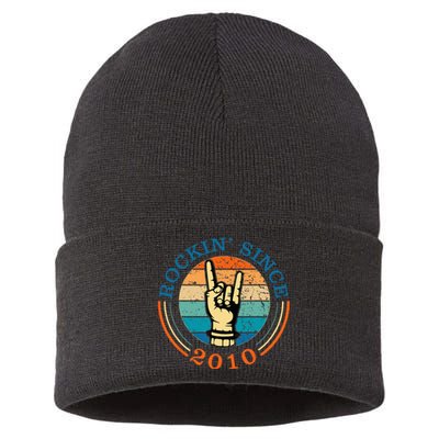 Rockin Since 2010 For Classic Rock Music Sustainable Knit Beanie