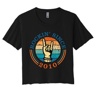 Rockin Since 2010 For Classic Rock Music Women's Crop Top Tee