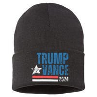 Retro Stripe 45 Trump Jd 2024 Vance Donald Trump 47 Gifts Sustainable Knit Beanie