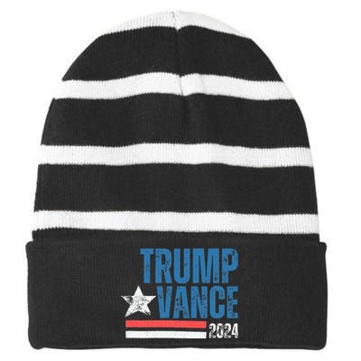 Retro Stripe 45 Trump Jd 2024 Vance Donald Trump 47 Gifts Striped Beanie with Solid Band