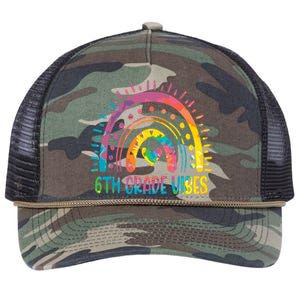 Rainbow Sixth 6Th Grade Vibes Back To School Tie Dye Gift Retro Rope Trucker Hat Cap