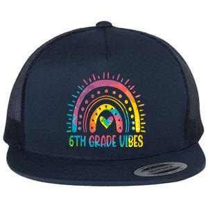 Rainbow Sixth 6Th Grade Vibes Back To School Tie Dye Gift Flat Bill Trucker Hat