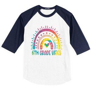 Rainbow Sixth 6Th Grade Vibes Back To School Tie Dye Gift Baseball Sleeve Shirt