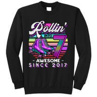 Roller Skating 7th Birthday Rollin Into 7 Awesome 2017 Sweatshirt