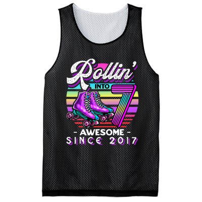 Roller Skating 7th Birthday Rollin Into 7 Awesome 2017 Mesh Reversible Basketball Jersey Tank