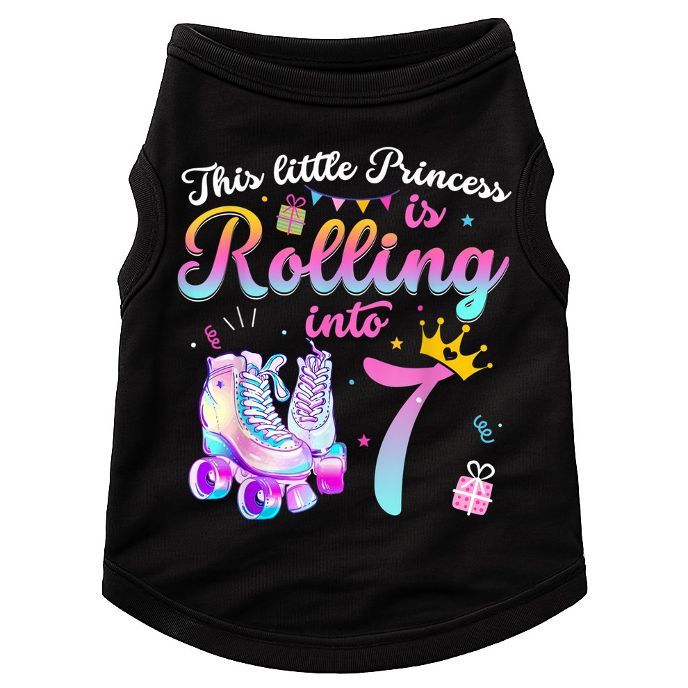 Roller Skate 7th Birthday Shirt 7 Year Old Girl Party Outfit Doggie Tank