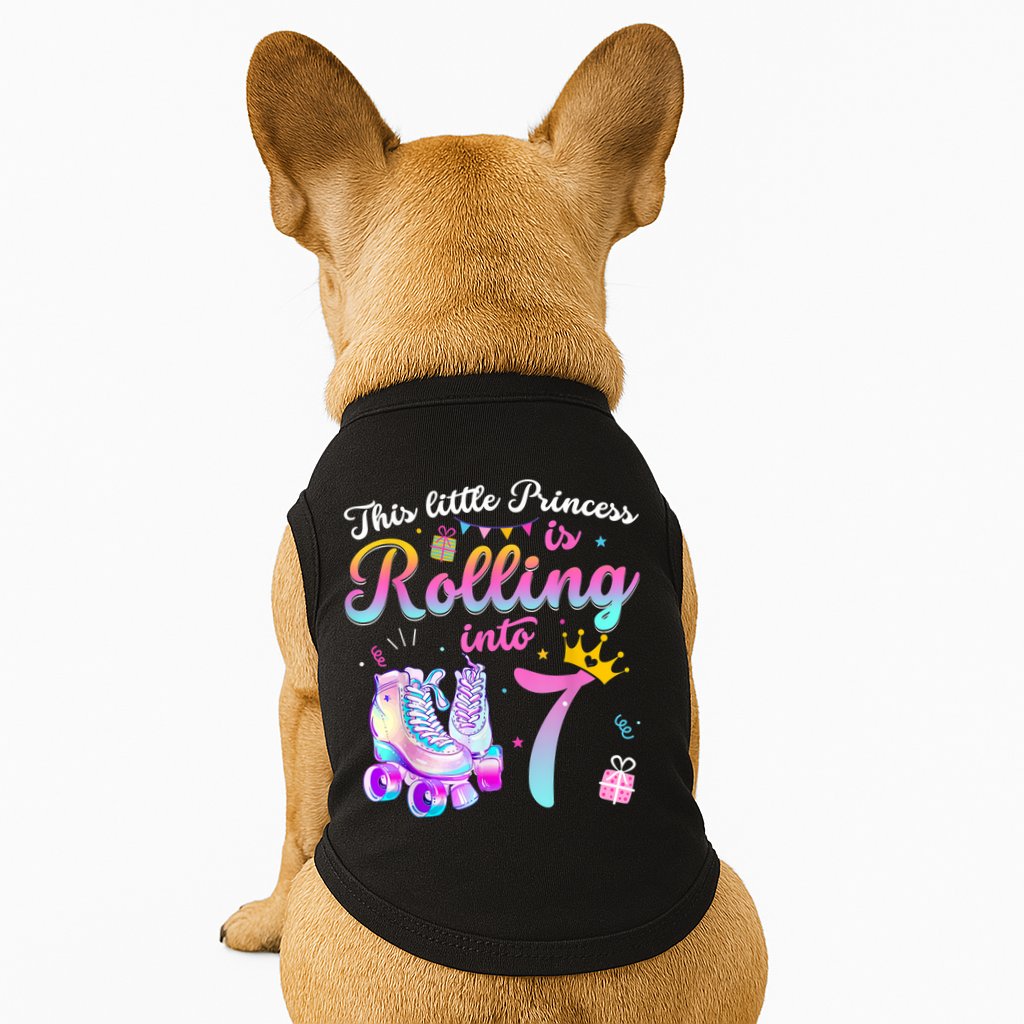 Roller Skate 7th Birthday Shirt 7 Year Old Girl Party Outfit Doggie Tank