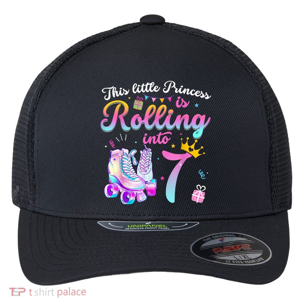 Roller Skate 7th Birthday Shirt 7 Year Old Girl Party Outfit Flexfit Unipanel Trucker Cap