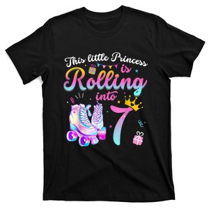 Roller Skate 7th Birthday Shirt 7 Year Old Girl Party Outfit T-Shirt