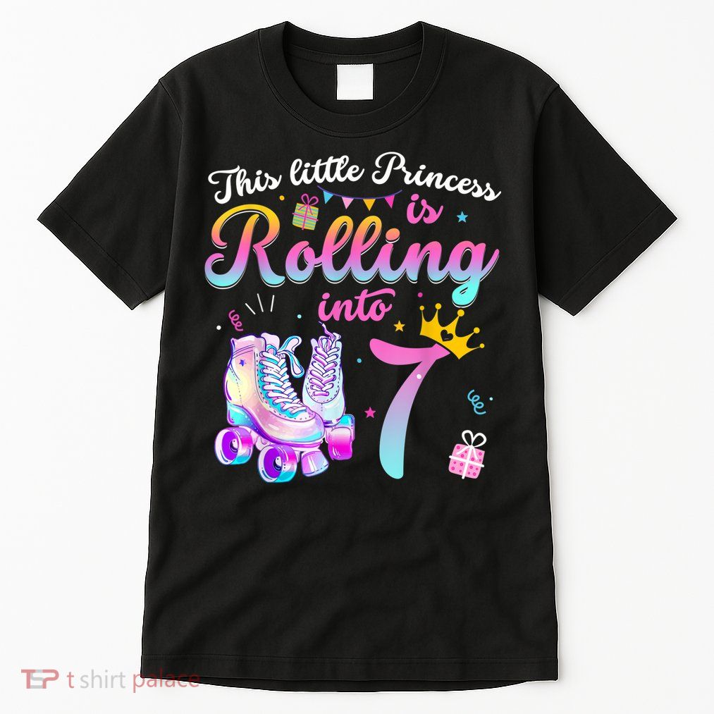 Roller Skate 7th Birthday Shirt 7 Year Old Girl Party Outfit Tall T-Shirt