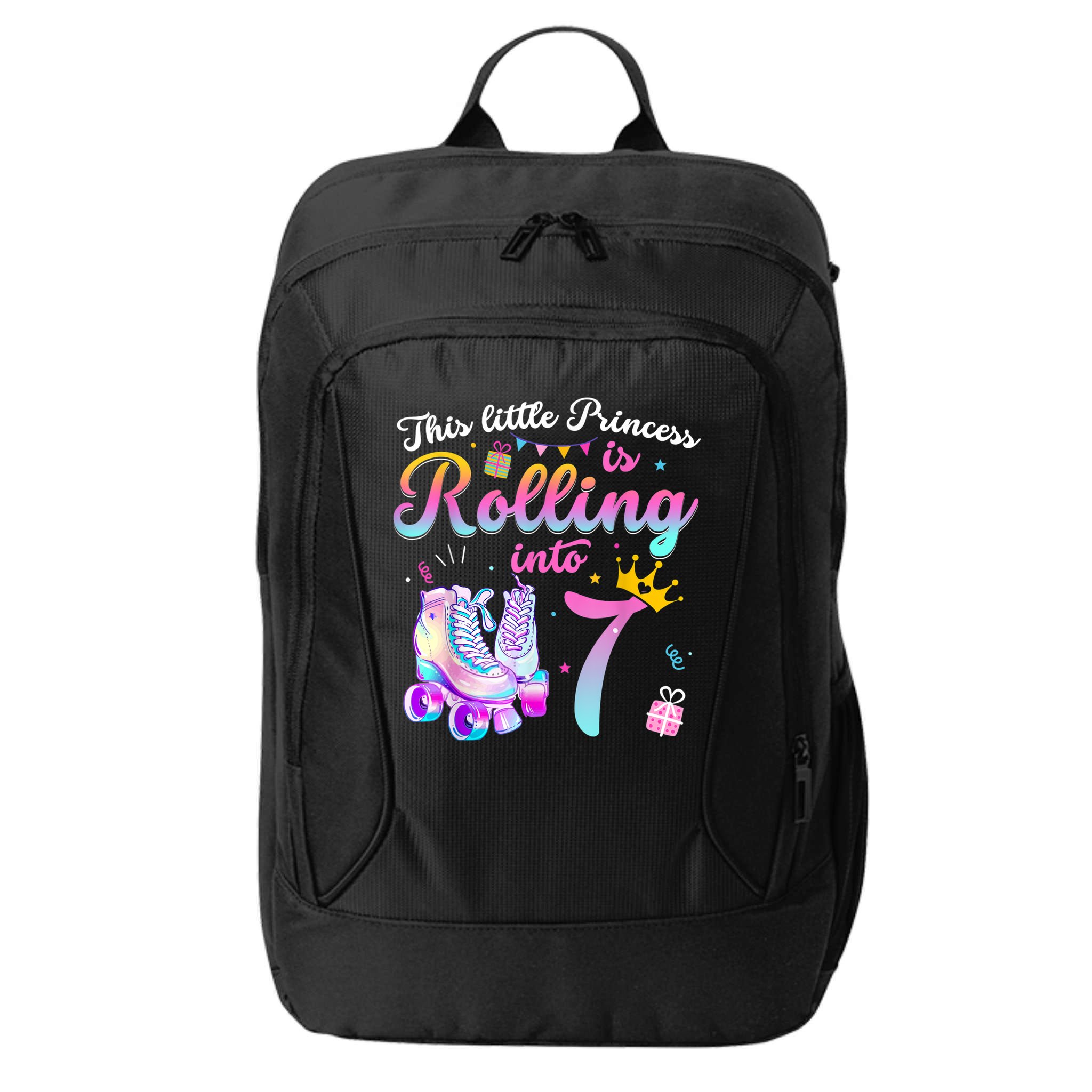 Roller Skate 7th Birthday Shirt 7 Year Old Girl Party Outfit City Backpack