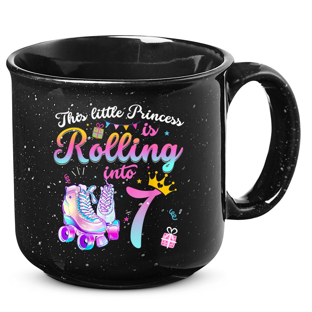 Roller Skate 7th Birthday Shirt 7 Year Old Girl Party Outfit 15oz Campfire Ceramic Mug