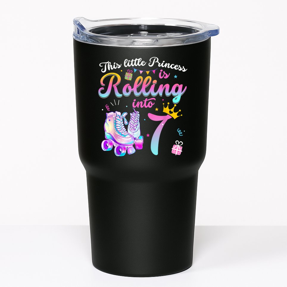 Roller Skate 7th Birthday Shirt 7 Year Old Girl Party Outfit Tumbler