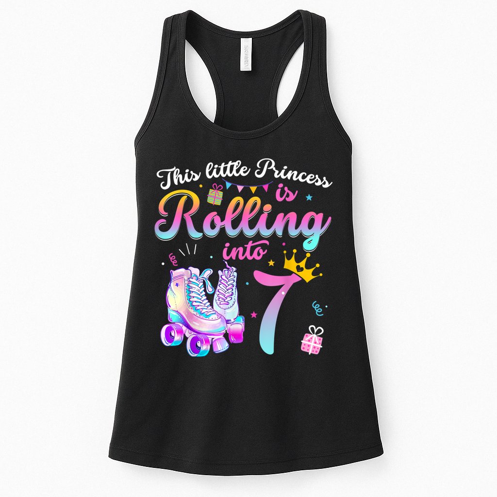 Roller Skate 7th Birthday Shirt 7 Year Old Girl Party Outfit Womens Tank Top