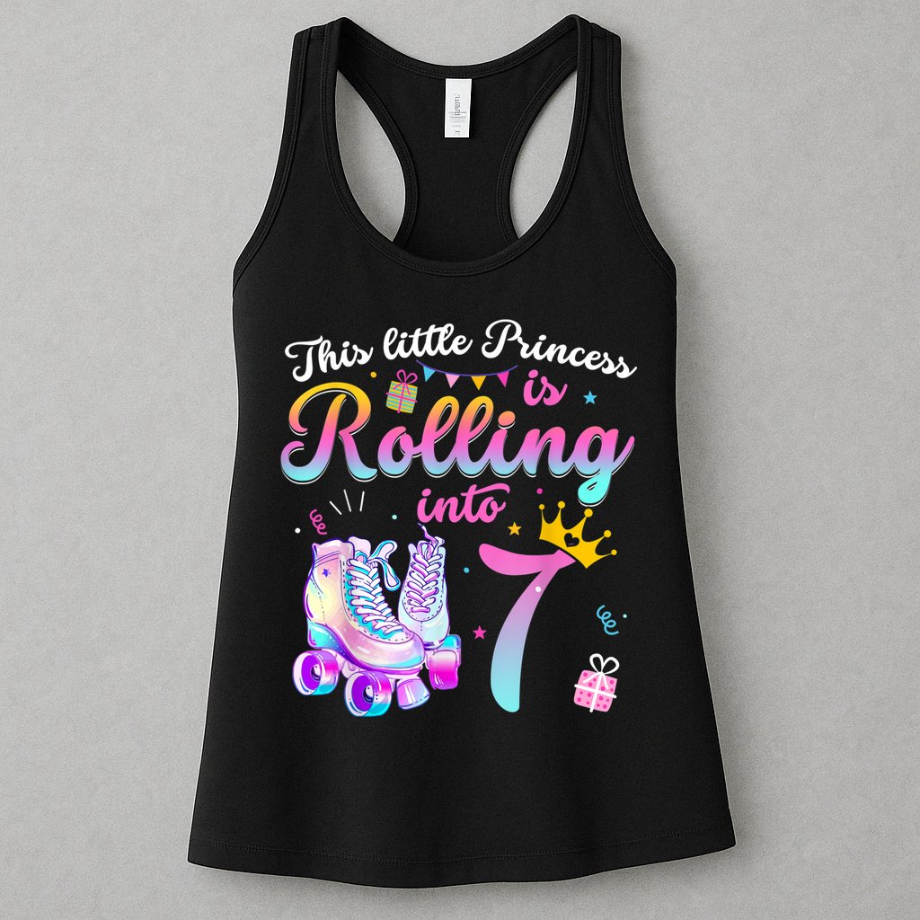 Roller Skate 7th Birthday Shirt 7 Year Old Girl Party Outfit Womens Tank Top