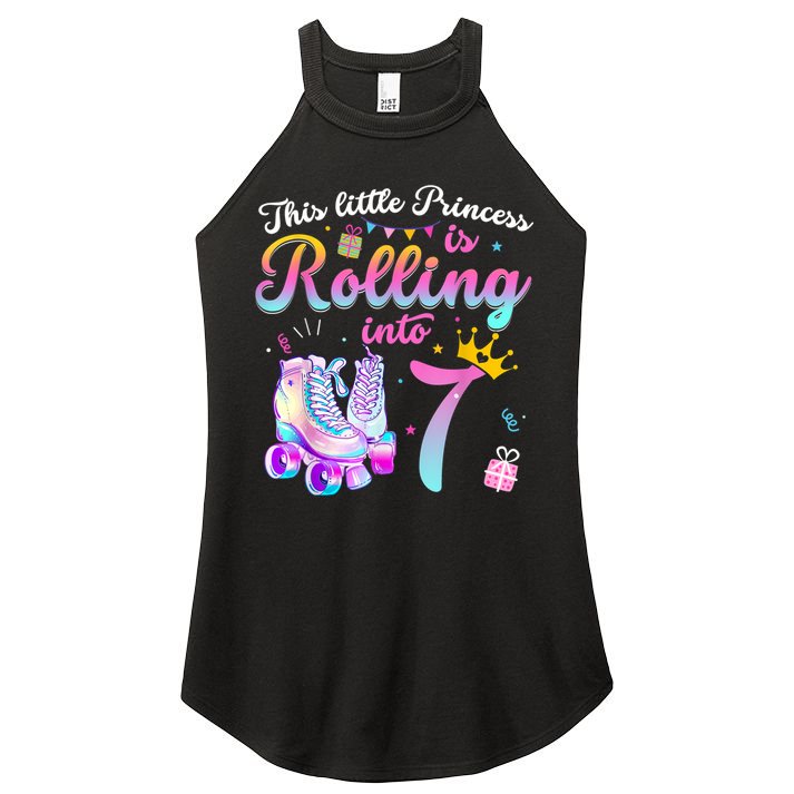 Roller Skate 7th Birthday Shirt 7 Year Old Girl Party Outfit Women's Perfect Tri Rocker Tank