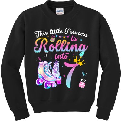 Roller Skate 7th Birthday Shirt 7 Year Old Girl Party Outfit Kids Sweatshirt