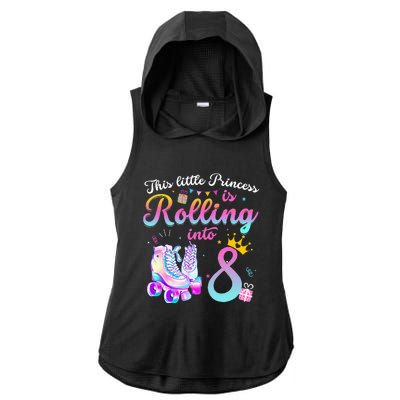 Roller Skate 8th Birthday 8 Year Old Girl Party Outfit Ladies PosiCharge Tri-Blend Wicking Draft Hoodie Tank