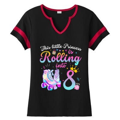 Roller Skate 8th Birthday 8 Year Old Girl Party Outfit Ladies Halftime Notch Neck Tee