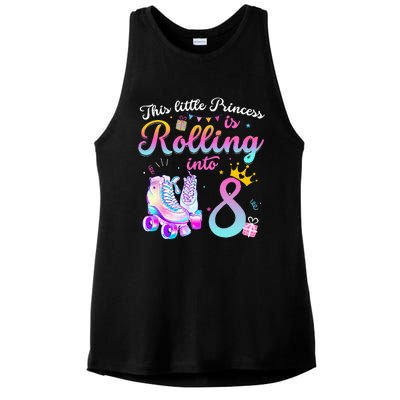 Roller Skate 8th Birthday 8 Year Old Girl Party Outfit Ladies PosiCharge Tri-Blend Wicking Tank