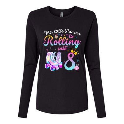 Roller Skate 8th Birthday 8 Year Old Girl Party Outfit Womens Cotton Relaxed Long Sleeve T-Shirt