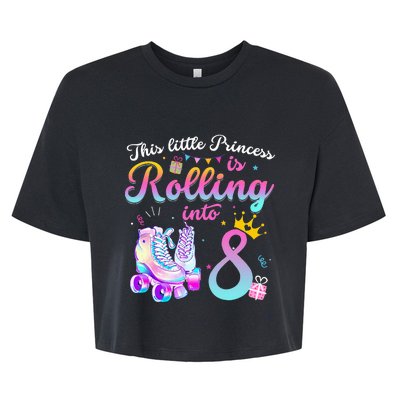 Roller Skate 8th Birthday 8 Year Old Girl Party Outfit Bella+Canvas Jersey Crop Tee