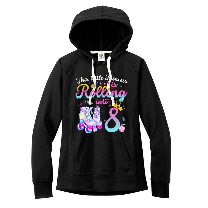 Roller Skate 8th Birthday 8 Year Old Girl Party Outfit Women's Fleece Hoodie