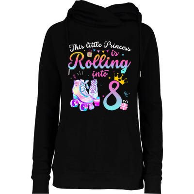 Roller Skate 8th Birthday 8 Year Old Girl Party Outfit Womens Funnel Neck Pullover Hood