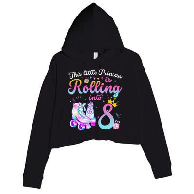 Roller Skate 8th Birthday 8 Year Old Girl Party Outfit Crop Fleece Hoodie