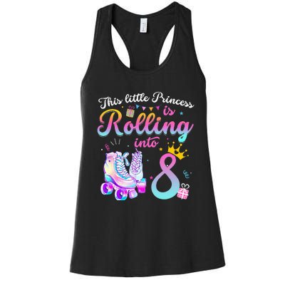 Roller Skate 8th Birthday 8 Year Old Girl Party Outfit Women's Racerback Tank