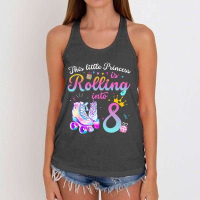 Roller Skate 8th Birthday 8 Year Old Girl Party Outfit Women's Knotted Racerback Tank