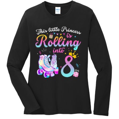 Roller Skate 8th Birthday 8 Year Old Girl Party Outfit Ladies Long Sleeve Shirt